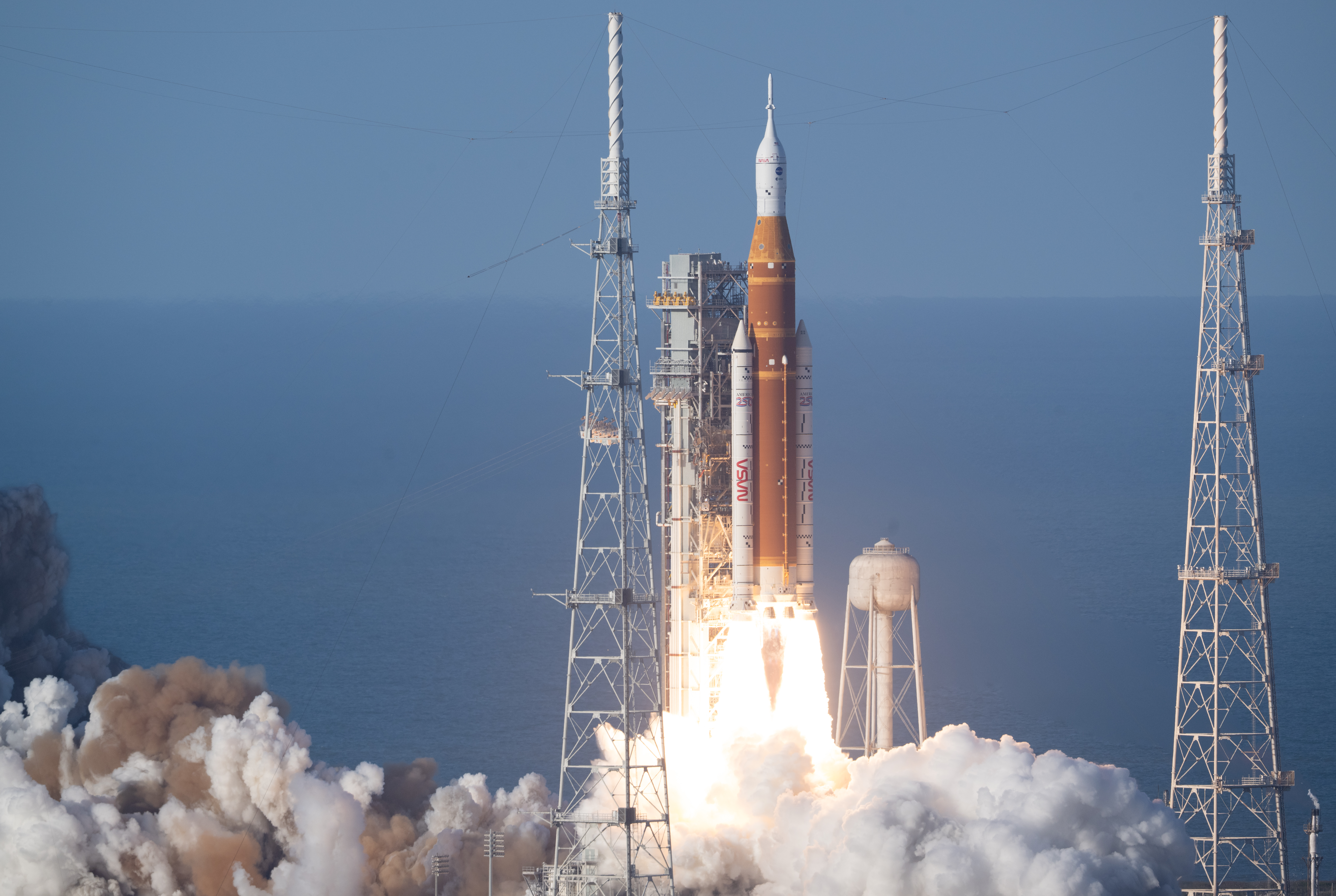 Launch of The SLS rocket during Artemis II